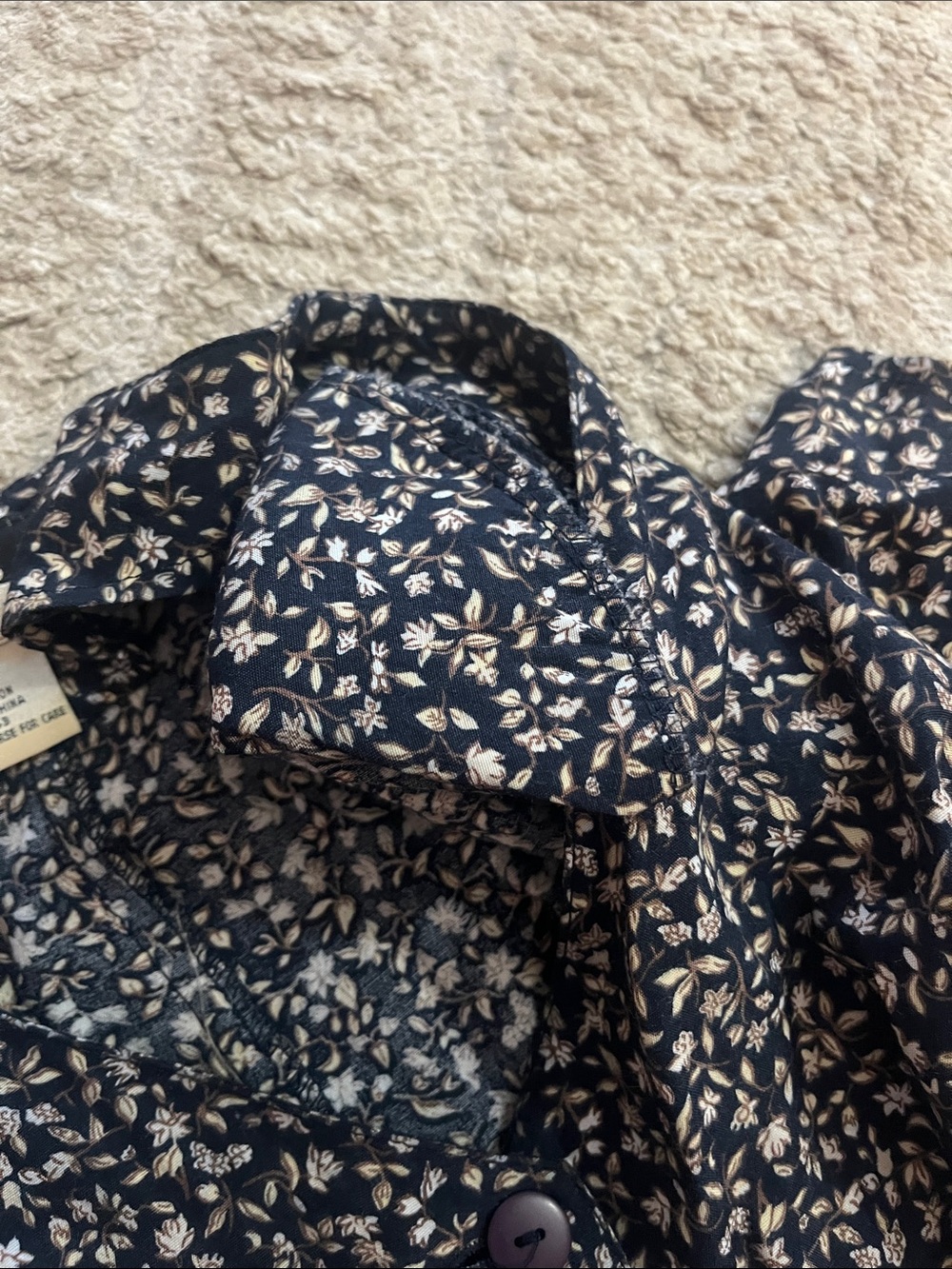 Vintage New York Studio Navy Floral Button-Front Midi Short Sleeve Dress 12 - Picture 4 of 7